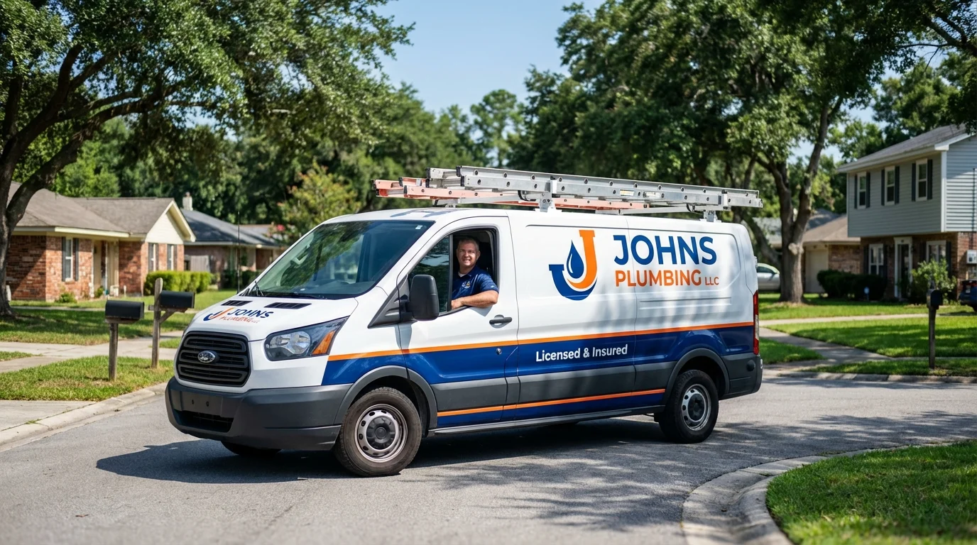 Johns Plumbing LLC service van in Dyersburg, TN