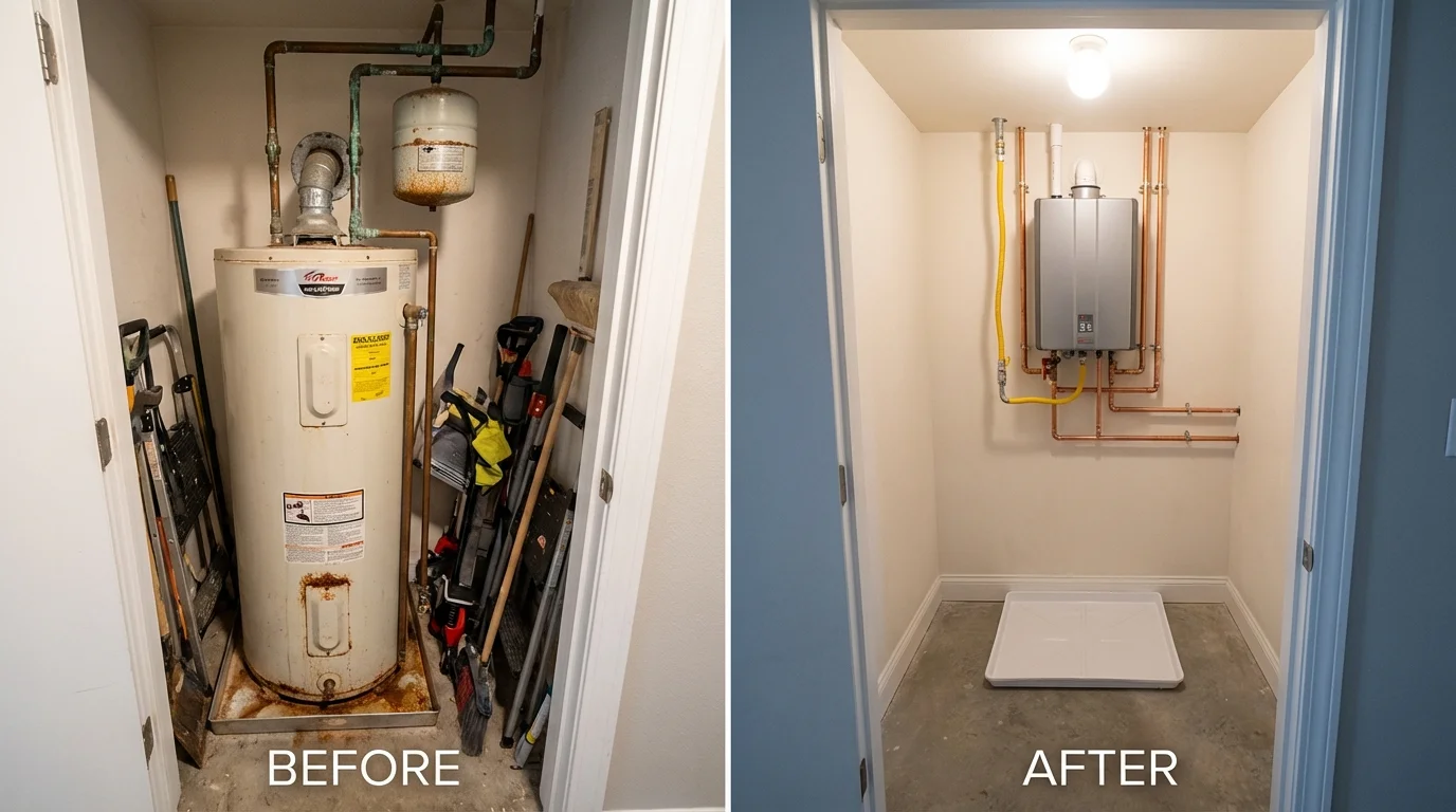 Tank water heater versus wall-mounted tankless unit comparison for Dyersburg, TN homeowners